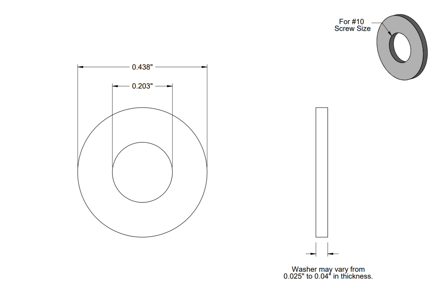 New #10 Flat Washers, 18-8 Stainless Steel (100ea)