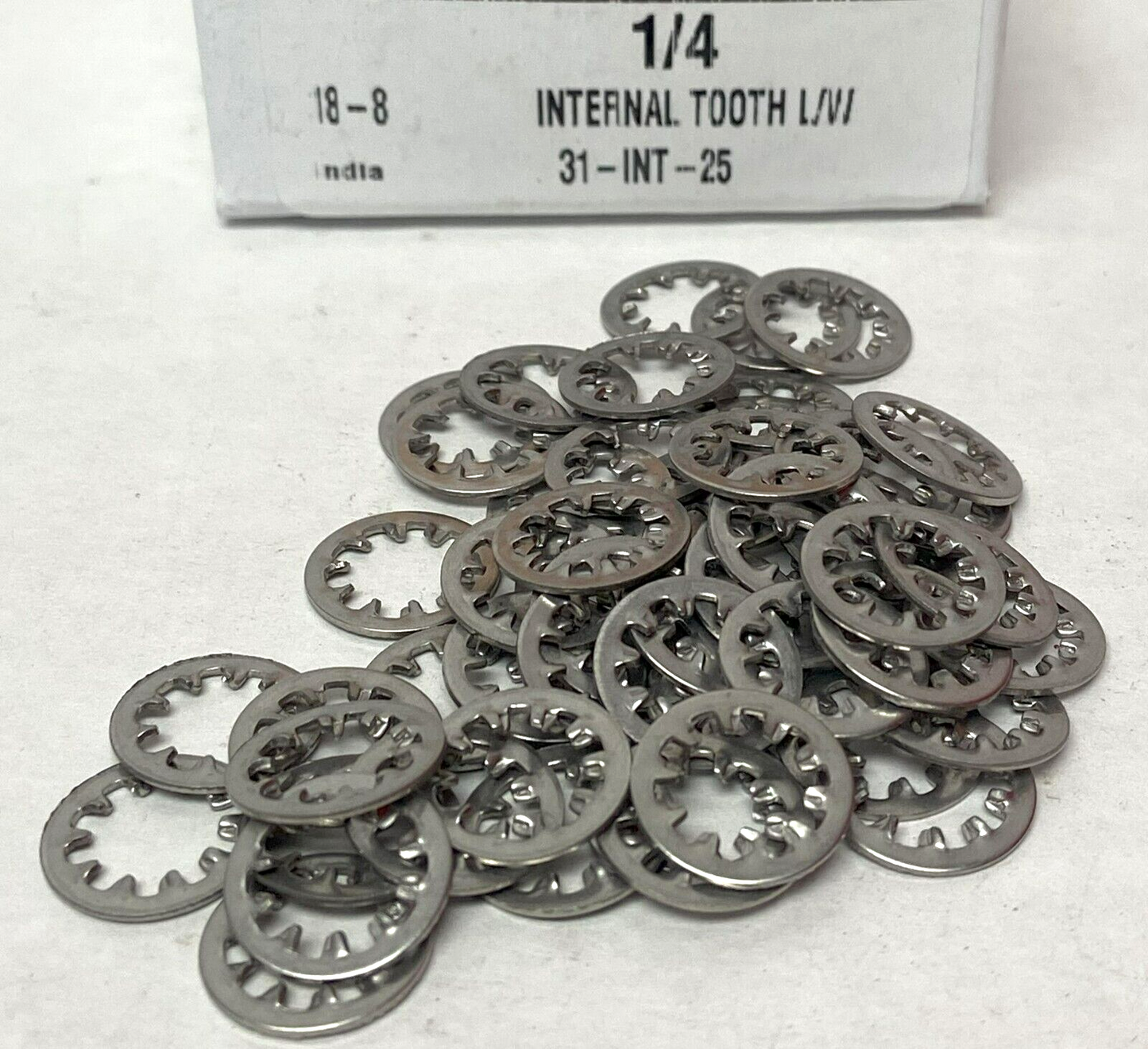 1/4" Internal Tooth Lock Washer, 18-8 Stainless Steel (25ea)