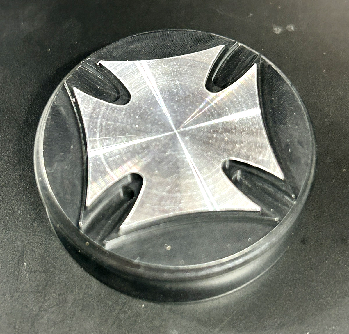 New RNK Billet Maltese Grip End Caps, Silver on Black (1 Pair)