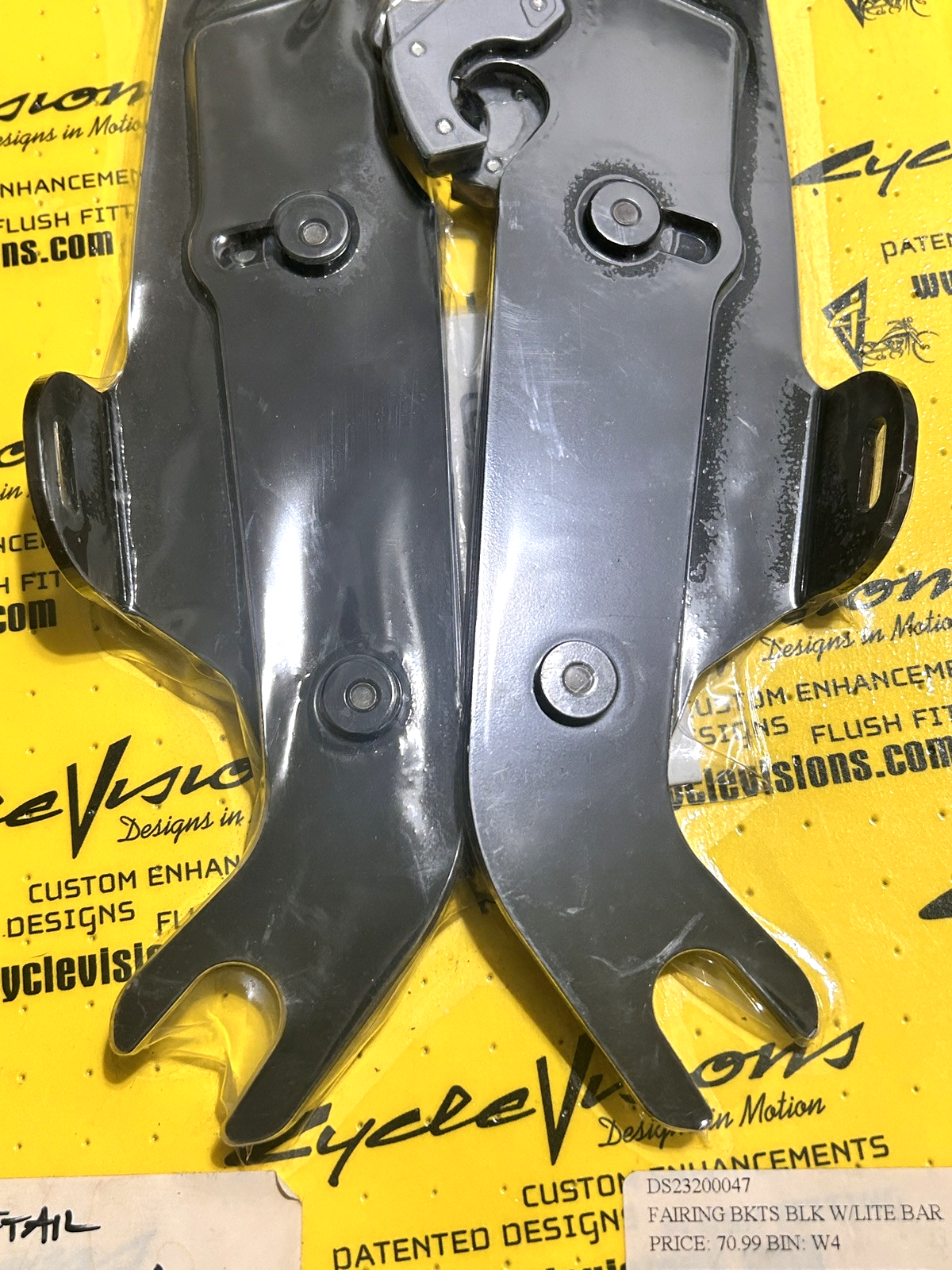 New Cycle Visions Softail Fairing Brackets w/ Light Bar, Black, 2320-0047