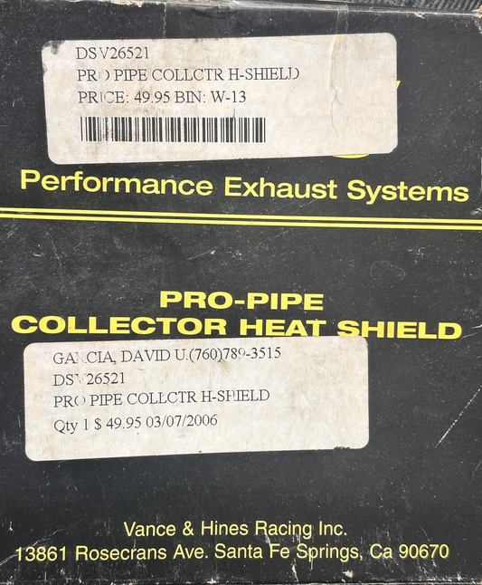 New Vance & Hines Racing Pro-Pipe Collector Heat Shield, V26521