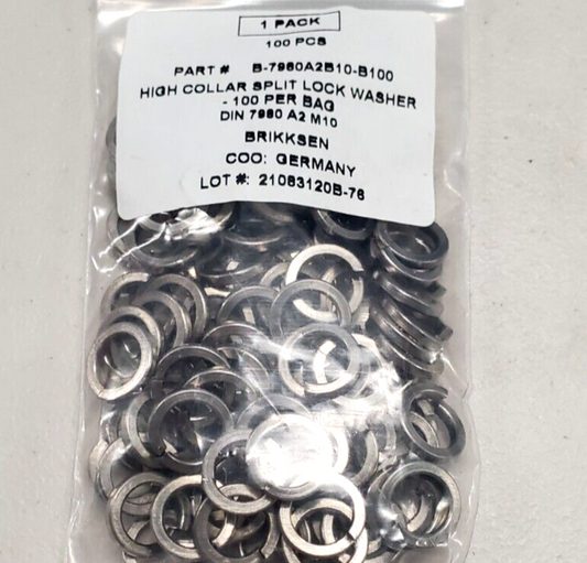 New M10 High Collar Split Lock Washers - DIN 7980, Grade A2 (100pcs)