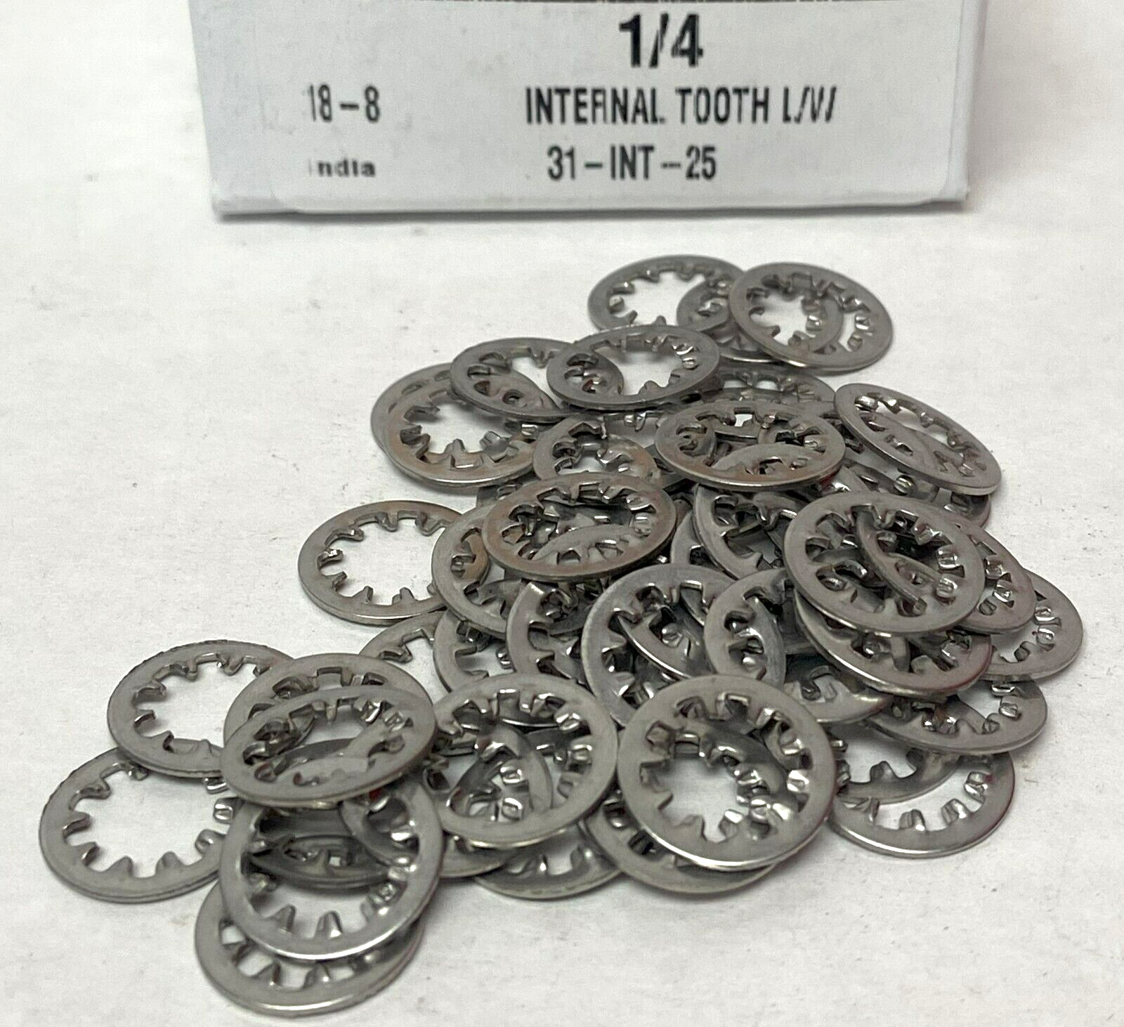 1/4" Internal Tooth Lock Washer, 18-8 Stainless Steel (25ea)