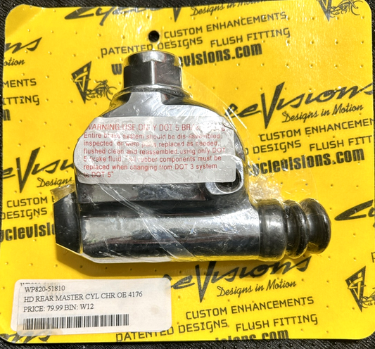 New Cycle Visions HD Rear Master Cylinder, Chrome, #820-51810