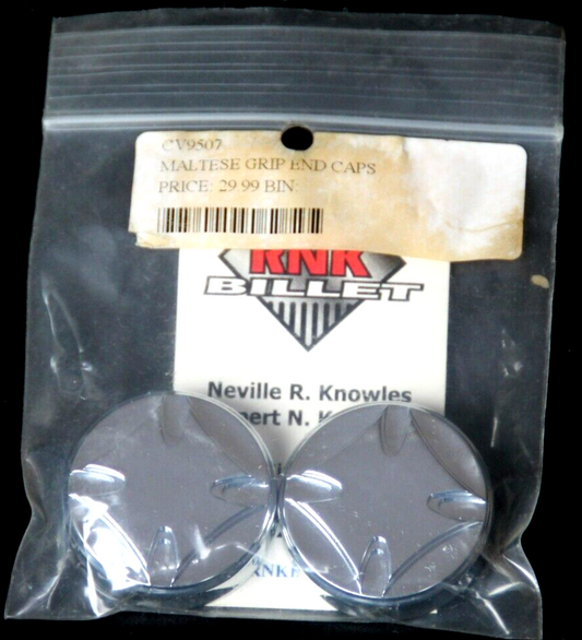 New RNK Billet Maltese Grip End Caps, Silver on Silver (1 Pair)