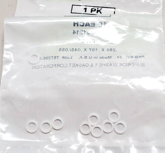 New PTFE Plastic Washer, #8 Screw Size, .230 x .197 x .045/.055, (10ea)