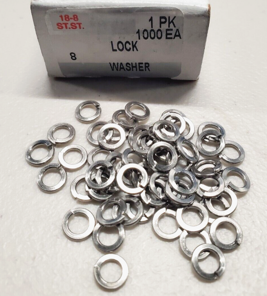 New #8 Lock Washers, Stainless Steel (1000ea)