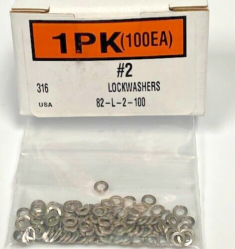 New #2 Split Lock Washers, 316 Stainless Steel (100ea)