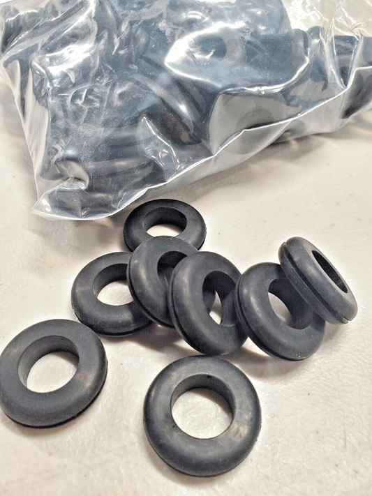 Buna-N Rubber Grommets - 1/2” ID, 1" OD, Fits 3/4" Hole, 1/16” Thick (5ea)