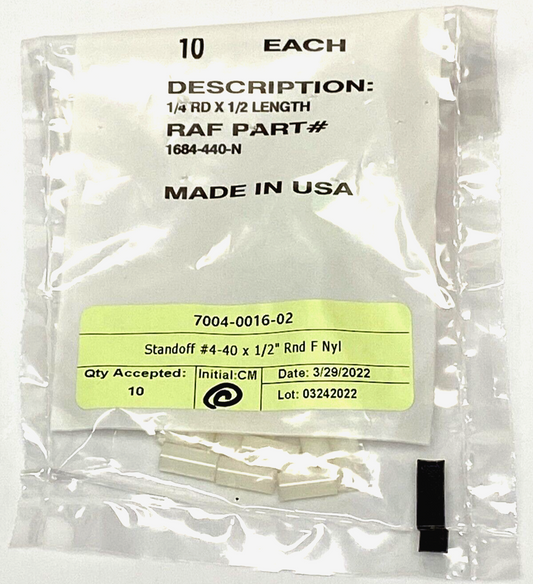 New 4-40 x 1/2" Round Nylon Standoff,  (10ea)
