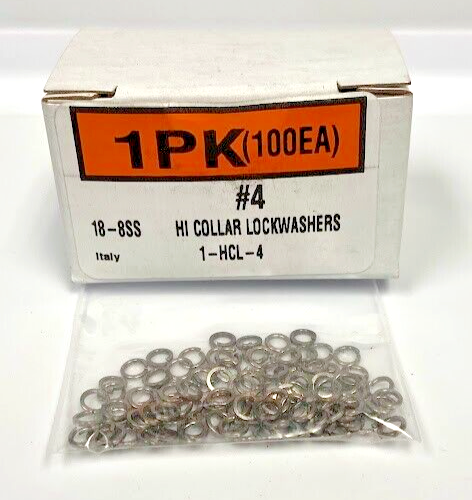 New #4 High Collar Split Lock Washers, 18-8 Stainless Steel (100ea)