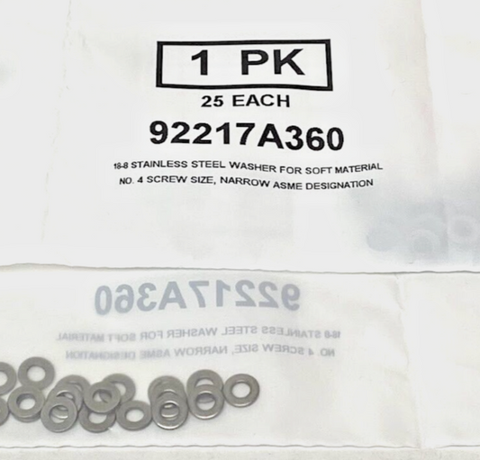 New SS Washer for Soft Material, #4 Screw Size, Narrow ASME Designation (25ea)