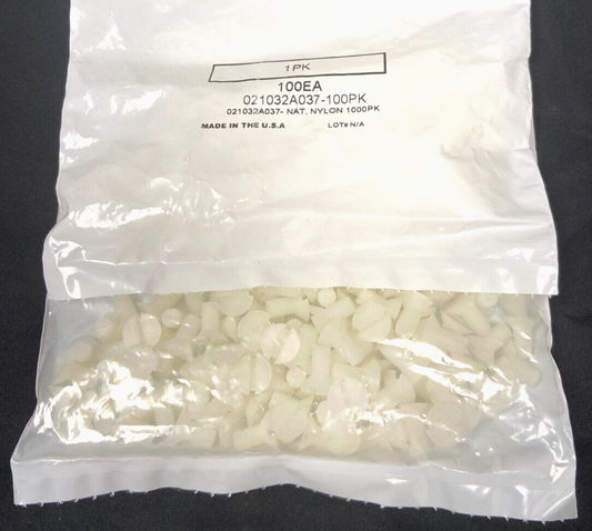 New 10-32 x 3/8" Slotted, Flat Head Screw, Natural Nylon (100ea)