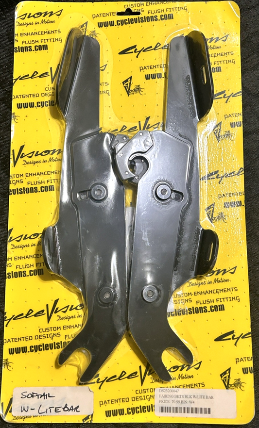 New Cycle Visions Softail Fairing Brackets w/ Light Bar, Black, 2320-0047