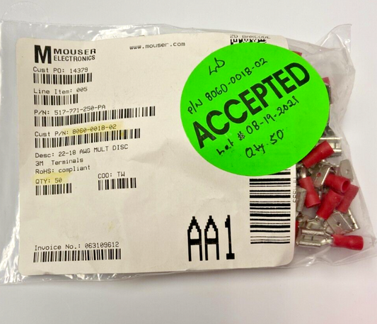 New 3M 22-18 AWG, Multi-Stack Disconnect Terminals, RoHS Compliant (25ea)